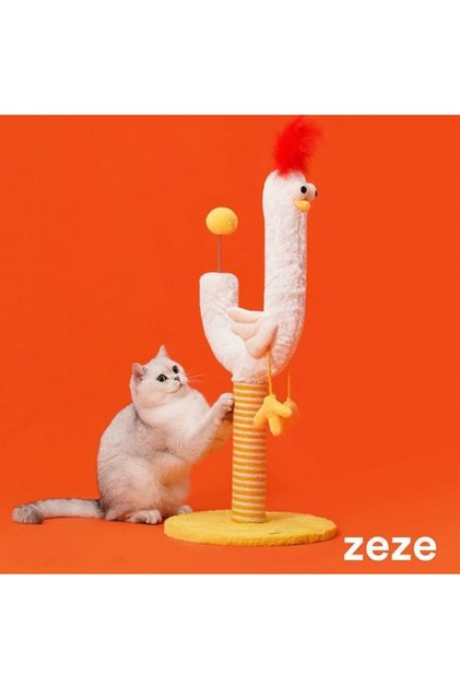 ZEZE Cat Scratching Post – Sisal Wrapped with Spring Ball Toy, 35×35×75 cm