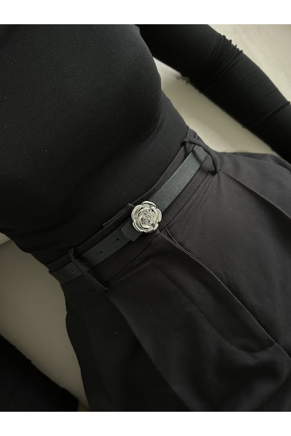 Trace Rose Silver Buckle Model Women's Belt Waist Belt Coat Belt Dress Belt Trouser Belt