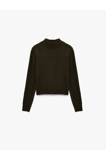 Soft Textured Stand Collar Long Sleeve Knitwear Sweater