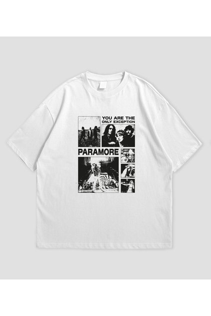 Paramore Printed White Oversize T-Shirt Unisex 100% Cotton Crew Neck T-Shirt