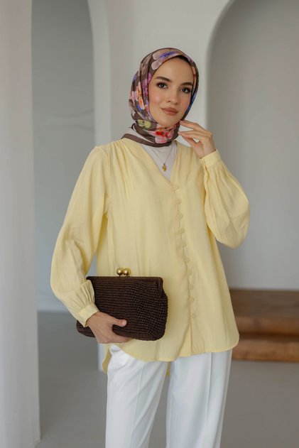 V-Necklace Front Brit Detailled Tesstur Shirt Modal