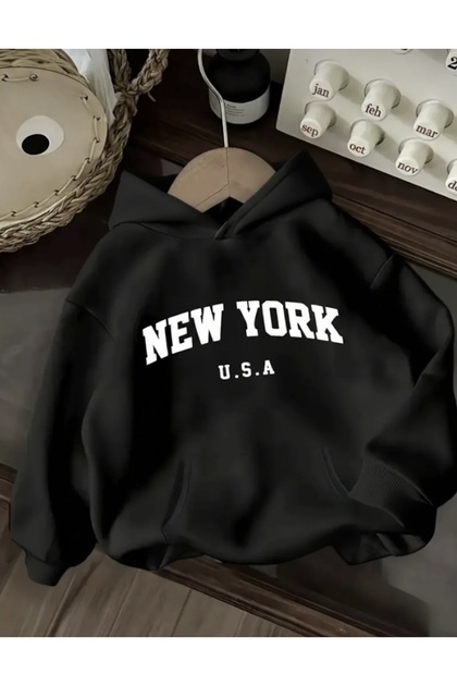 NEW YORK USA OVERSIZE UNISEX HOODED SWEATSHIRT