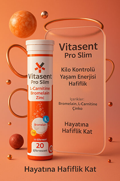 VİTASENT Pro Slim Efervesan – Bromelain, L-Karnitin, Elma Sirkesi