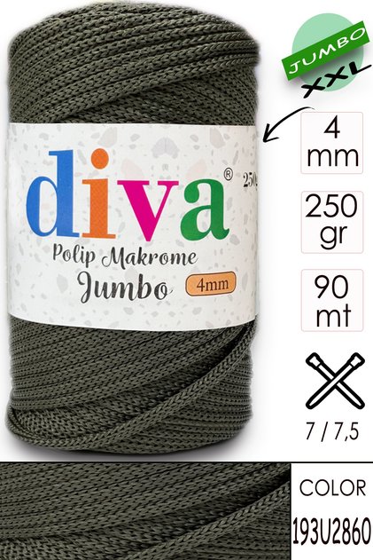 PP Macrame Jumbo 250 gr (4 mm) 193U2860 Verde
