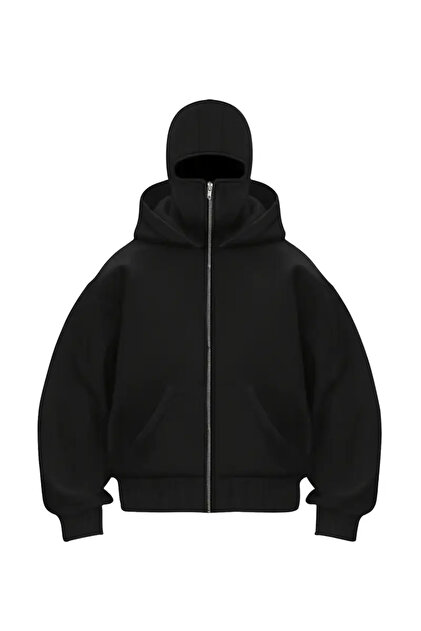 LAND MODA Kar Maskeli Ninja Unisex Sweatshirt Hırka 2iplik kalın