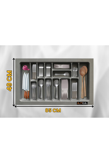85x49 cm. 14 Gözlü Antrasit Çekmece Içi Kaşıklık 79*41 Cm'e Kadar Kesilebilir