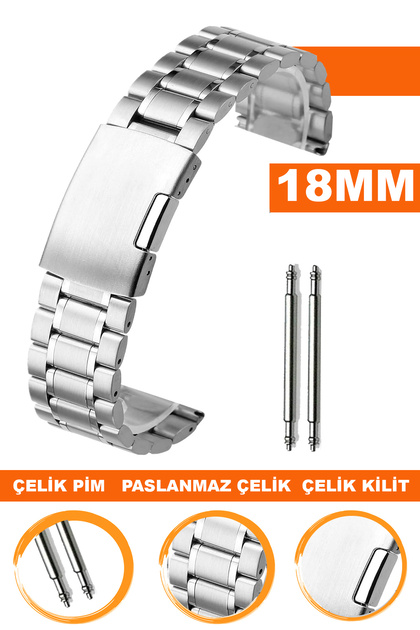 12mm-14mm-16mm-18mm-20mm-22mm-24mm Çelik Metal Saat Kordonu Kayışı M16PD3-S