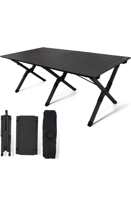 AUTO FAMILY Folding Aluminum Camping Table Black (120 CM) – Aluminum Roll-Up Table