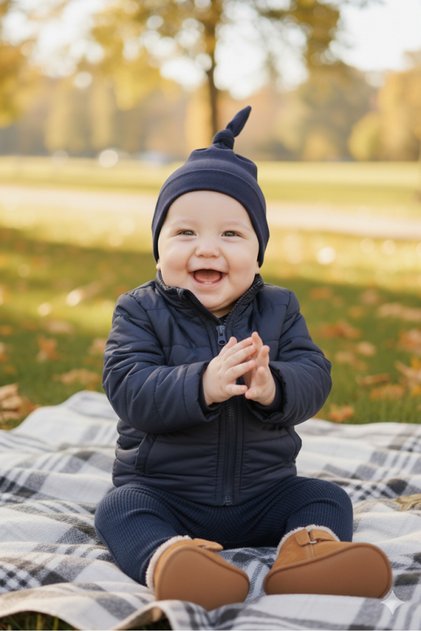 Newborn Baby Girl Boy 100% Cotton Combed Extra Soft Lightweight Anti-Sweat Beanie Navy Blue