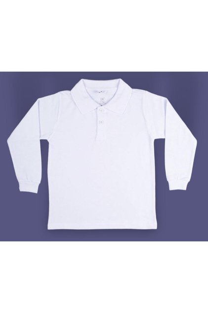 Unisex Long Sleeve White Polo Neck Tshirt