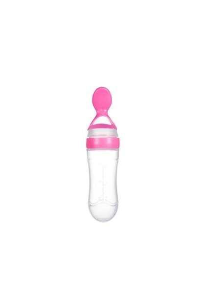 Lingurita de silicon cu rezervor pentru hrana solida, diversificare bebe, Empria, Roz