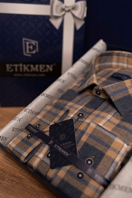 Senf plava uska muška košulja Lumberjack sa poklon kutijom