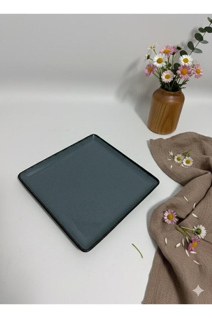 Modern 25 cm Square Boat Serving Presentation Breakfast Plate (with Emblem)
