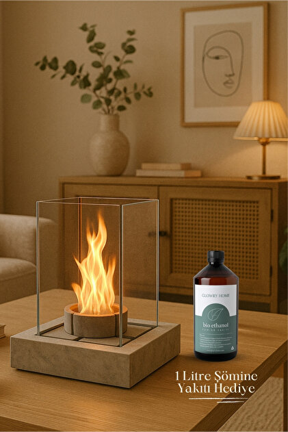 Glowry Home Glow-core V.1 – Masaüstü Beton Şömine - 1 Litre Şömine