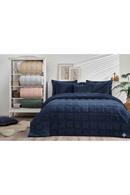 Özdilek Nova Quilt Blanket Single Sherpa Navy Blue