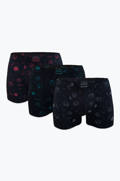 Men's 3-Piece Black Patterned Premium Collection Modal Boxer 3m251