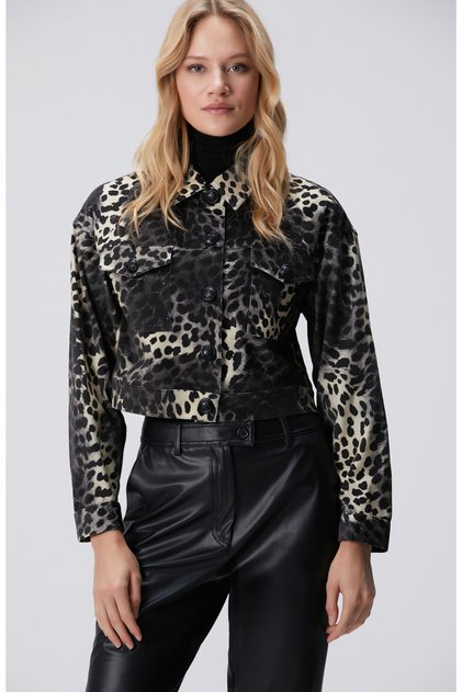 Bej Animal Print Desenli Mont