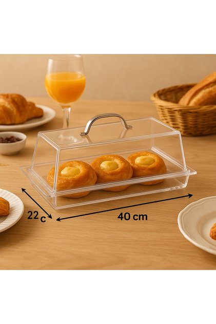Clear acrylic cake and pastry case with cover, size 40*22 cm