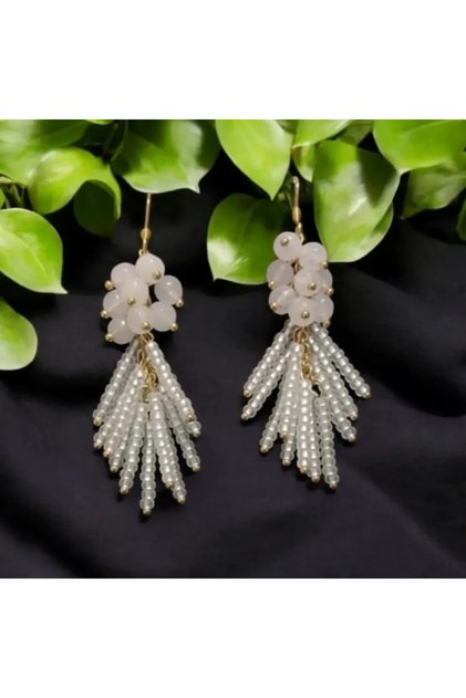 Steel Earrings with Natural Stones