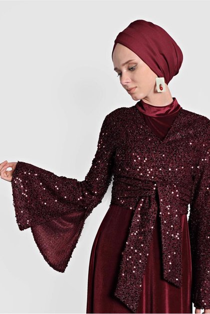 PULLU TROMPET KOL ELBİSE 40291