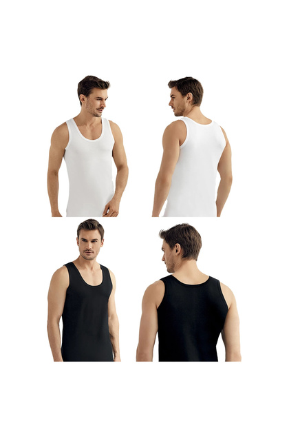 E002-E005 6-Pack Men's Undershirts 100% Cotton 3White-3Black 3XL