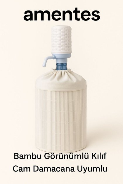 Lux White Bamboo Bottle Cover Fabric Protected Drawstring 19 Lt Case - Bamboo