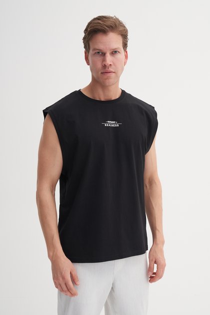 Relax Fit Sleeveless Cotton T-Shirt