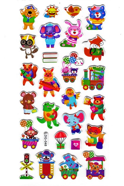 Sticker Embossed Sticker Notebook Planner Label (Ldg048)-17X9 Cm- School Animals