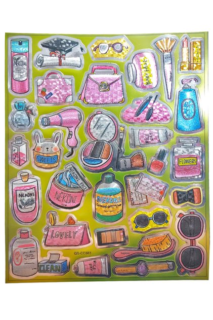 Metallic Sticker Notebook Planner Label (Qs001)-25X20 Cm- Makeup Cream
