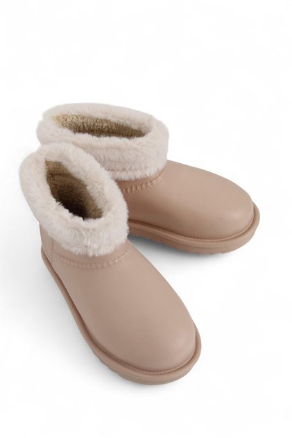 Women's Fur Lined Waterproof Bitter Brown Rain Boots
