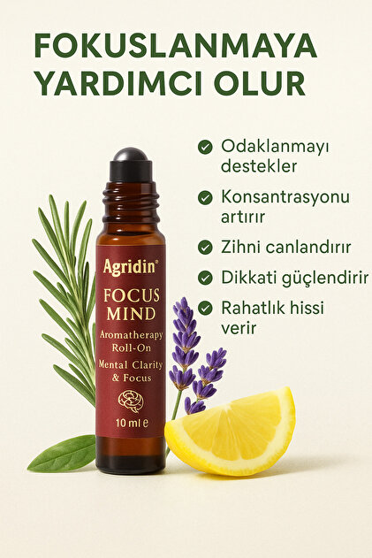 Agridin Focus Mind Roll-On 10 ml – 100% Doğal Aromaterapi ile