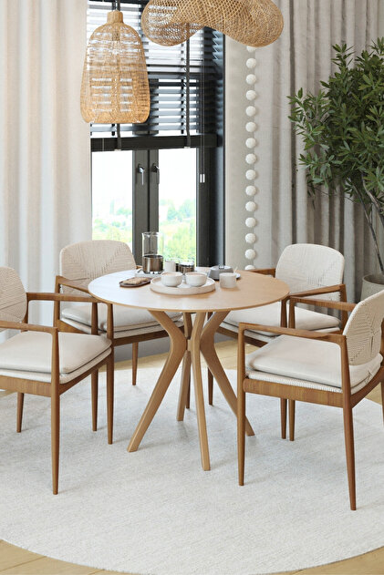 PLASMOB 80X80-90X90cm Yuvarlak Masa (Sadece Masa) Ceviz Mutfak