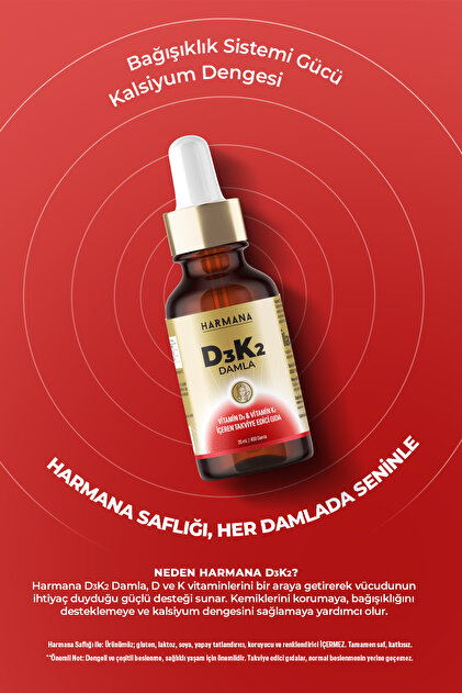 HARMANA Vitamin D3 K2 Vitamin D ve K İçeren Damla 20 ml - Fiyatı