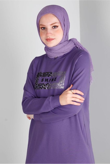 Printed Text Detail Training Suit Dress 43445