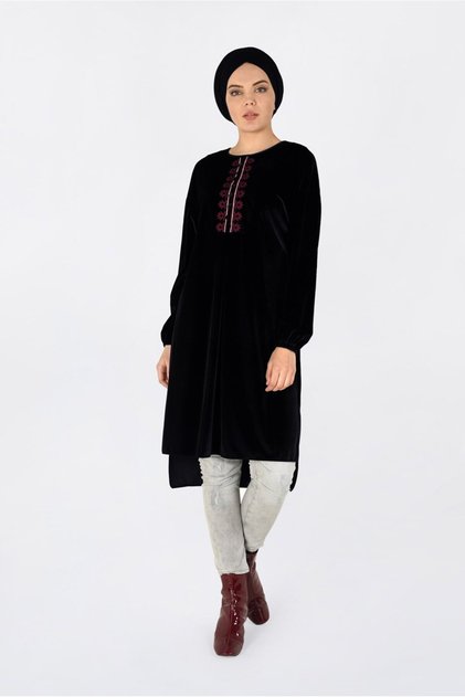 NAKIŞLI KADİFE TUNİK 4794
