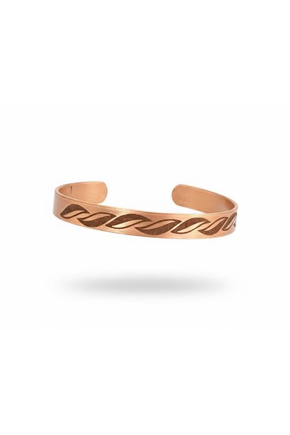 Leaf Patterned Dual Copper Bracelet with Solomon Seal, Ayetel Kürsi, Kün Fe Yekün, El Fettah, and Nazar Verse