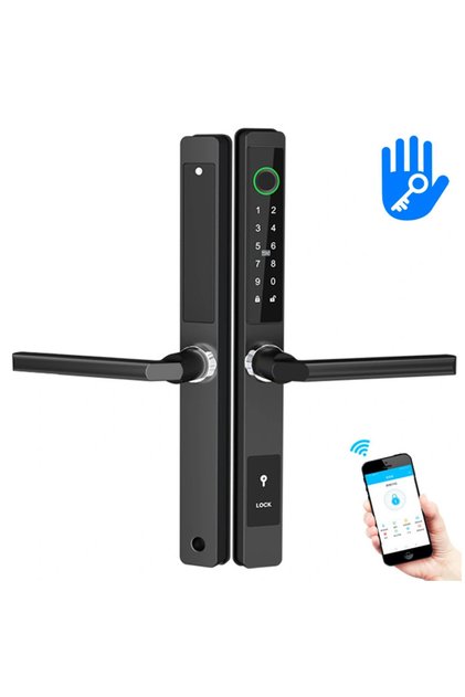 Yala smart ultra subțire pentru uși termopan, cod, card, aplicație TTLock, Wi-Fi, Negru
