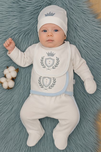 5-Piece Hospital Discharge Newborn Blue 100% Cotton Special Design Embroidered Baby Seasonal Gift