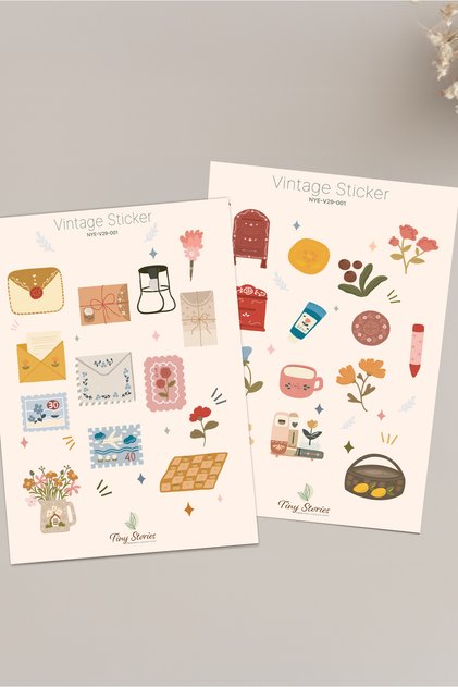 Vintage Sticker Set – Agenda, Notebook, Bullet Journal, Scrapbook