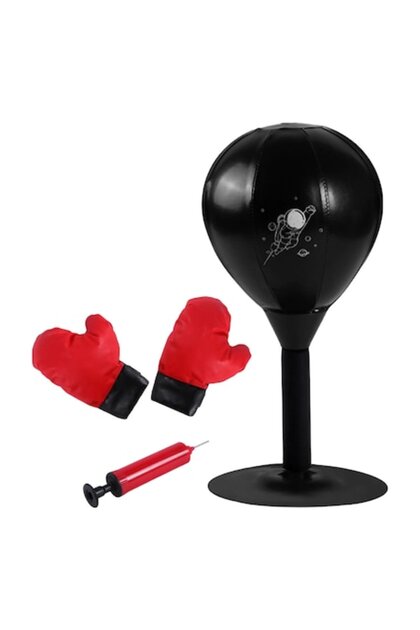 Sac de box de birou Fokelyi cu minge de box, bază cu ventuză, negru, pentru antrenament acasă