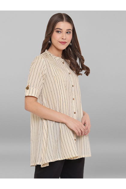 Off white cotton top with striped prints perfect for office / casual wear
