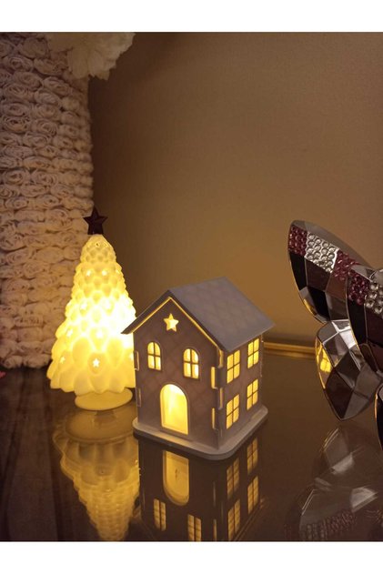 Led Mumlu Yılbaşı Ağacı ve Evi 8-12 CM 2 ADET LED MUM DAHİLDİR