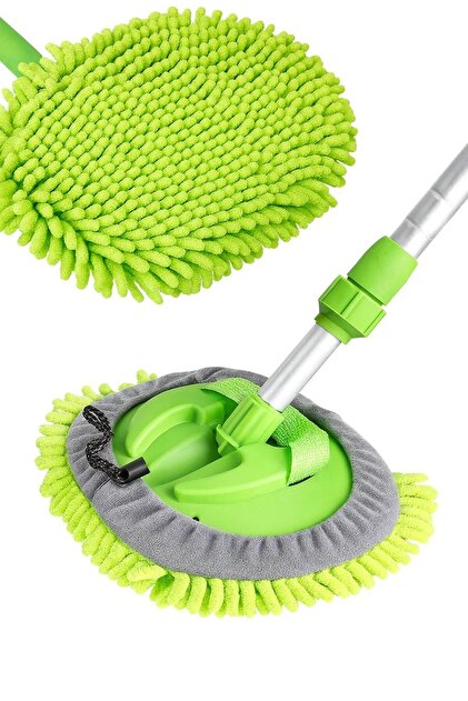 Araç Temizleme Mop Saplı Mikrofiber Yıkama ve Toz Alma Aparatı Islak/Kuru Kullanım
