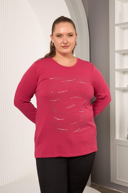 Plus Size Stone Detail Blouse Violet