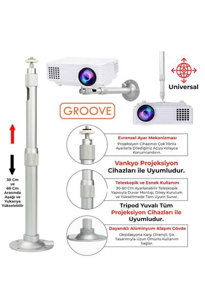 Vankyo 30-60CM Alüminyum Projeksiyon Cihazı Tavan Askı Aparatı Duvar Bağlantı Aparatı Univers