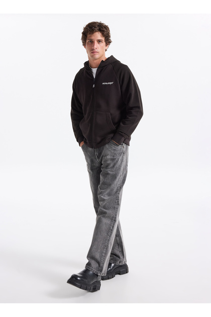 Jack & Jones Kapüşon Yaka Siyah Erkek Sweatshırt