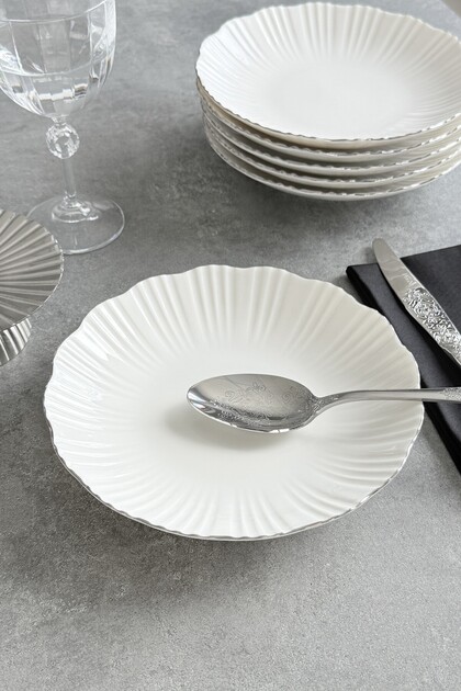 Aura Silver 6-Person 21 cm Premium Porcelain Pit Dish Set