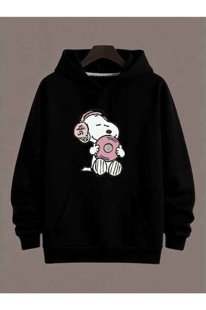 Unisex Snoopy Colorful Custom Printed Cotton Oversize Hooded Sweatshirt