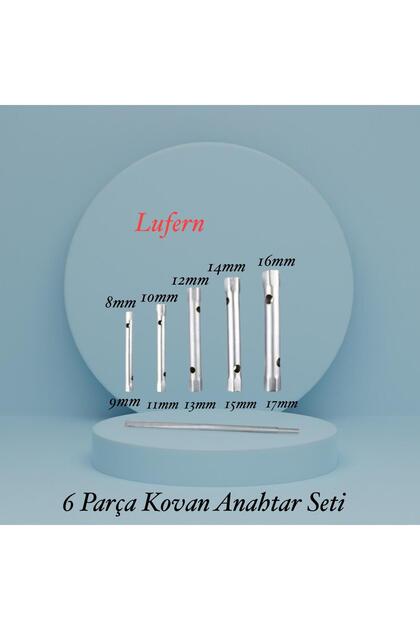 6 Parça Kovan Tipi Lokma Anahtarı Buji Boru Seti Civata Çinko Kaplı Lavabo Montaj 8-17 mm Arası