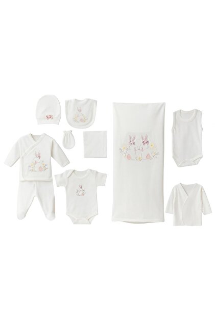 BYS BABY FASHION %100 Pamuk Yenidoğan Kız Bebek 10 Parça Hastane